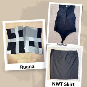 Outfit: Ruana with v-neck bodysuit and pencil skirt